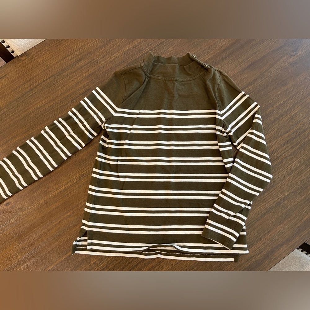 Talbots Mock Neck Striped Long Sleeve Top